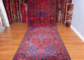 Vintage Zanjan Hand-Knotted Persian Wool Runner Rug